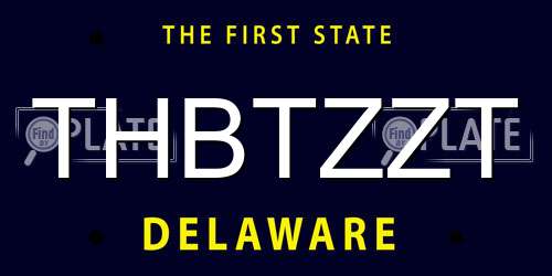 THBTZZT Delaware License Plate