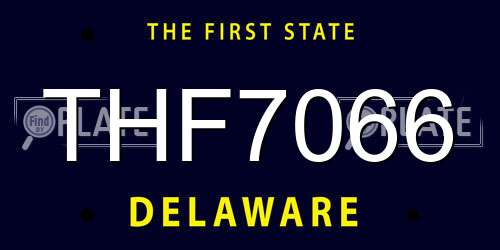 THF7066 Delaware License Plate