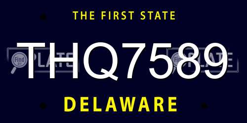 THQ7589 Delaware License Plate