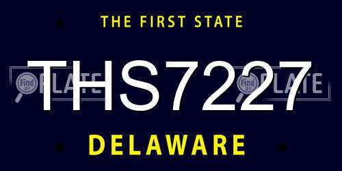 THS7227 Delaware License Plate