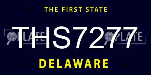 THS7277 Delaware License Plate