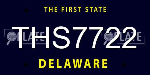 THS7722 Delaware License Plate
