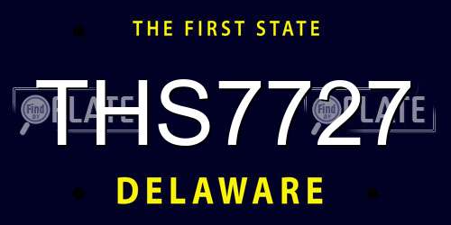 THS7727 Delaware License Plate