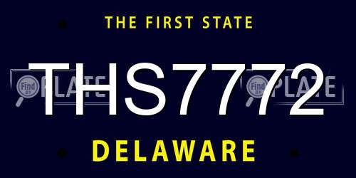 THS7772 Delaware License Plate