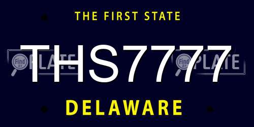 THS7777 Delaware License Plate