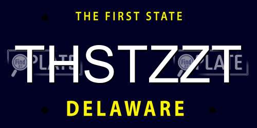 THSTZZT Delaware License Plate