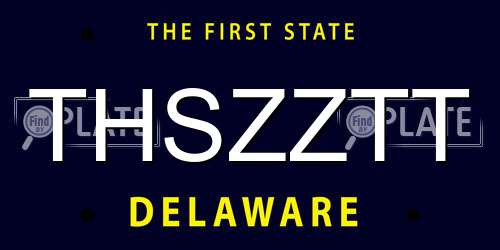 THSZZTT Delaware License Plate