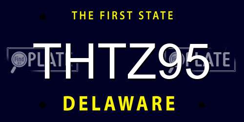 THTZ95 Delaware License Plate