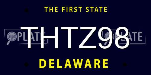 THTZ98 Delaware License Plate