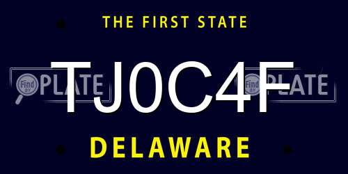 TJ0C4F Delaware License Plate
