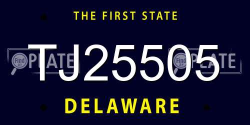 TJ25505 Delaware License Plate
