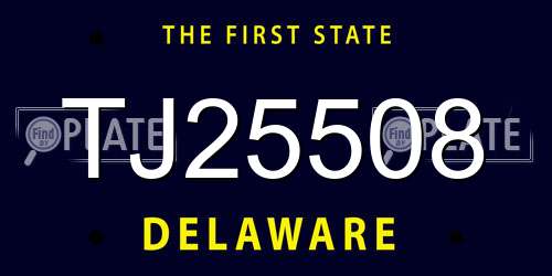 TJ25508 Delaware License Plate