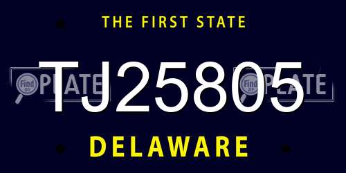 TJ25805 Delaware License Plate