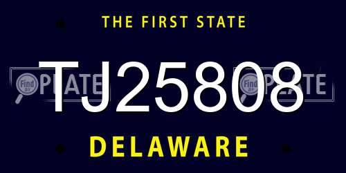 TJ25808 Delaware License Plate