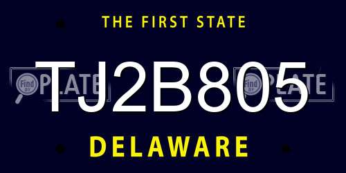 TJ2B805 Delaware License Plate