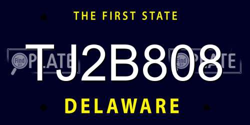 TJ2B808 Delaware License Plate