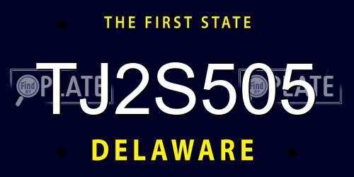 TJ2S505 Delaware License Plate