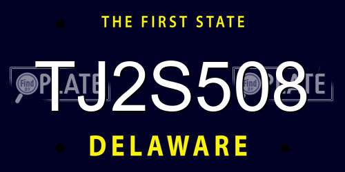 TJ2S508 Delaware License Plate
