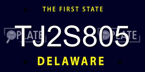 TJ2S805 Delaware License Plate