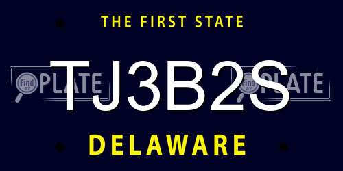 TJ3B2S Delaware License Plate