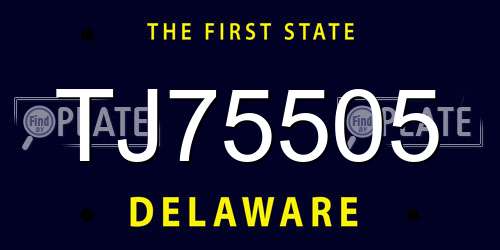TJ75505 Delaware License Plate