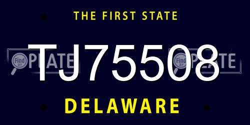 TJ75508 Delaware License Plate