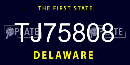 TJ75808 Delaware License Plate