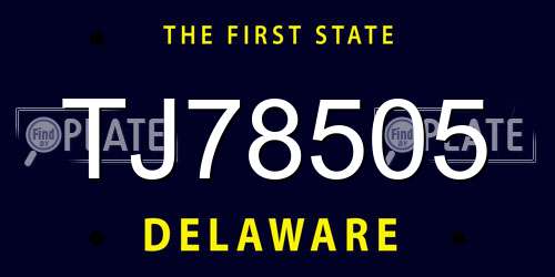 TJ78505 Delaware License Plate