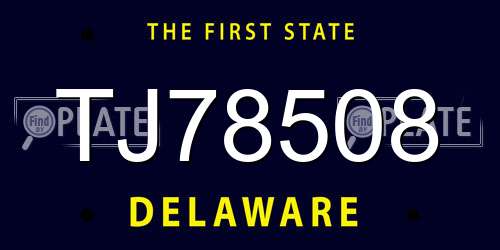 TJ78508 Delaware License Plate