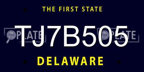 TJ7B505 Delaware License Plate