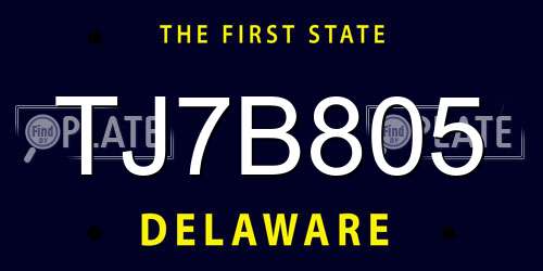 TJ7B805 Delaware License Plate