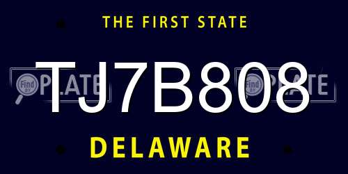 TJ7B808 Delaware License Plate