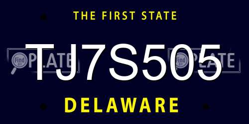 TJ7S505 Delaware License Plate