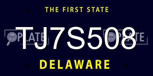 TJ7S508 Delaware License Plate