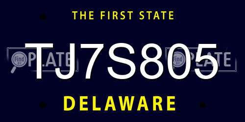 TJ7S805 Delaware License Plate