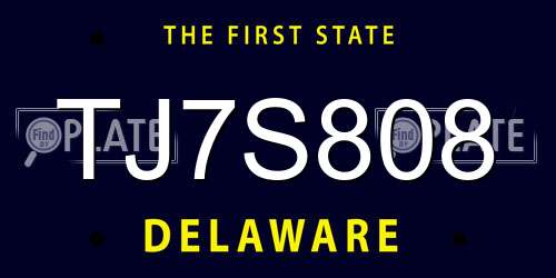 TJ7S808 Delaware License Plate