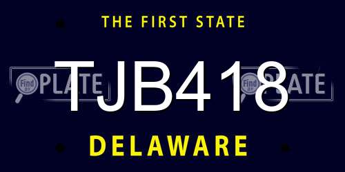 TJB418 Delaware License Plate