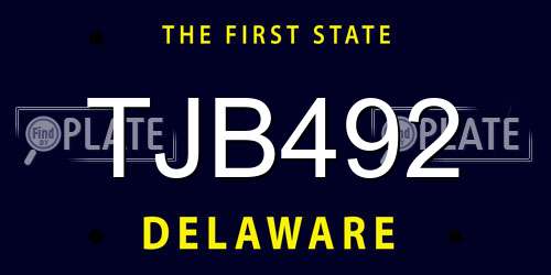 TJB492 Delaware License Plate