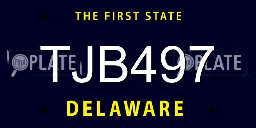 TJB497 Delaware License Plate