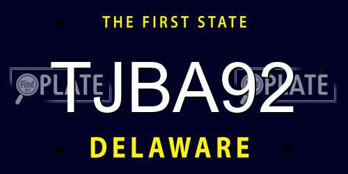 TJBA92 Delaware License Plate