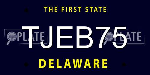 TJEB75 Delaware License Plate