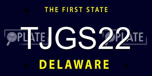 TJGS22 Delaware License Plate