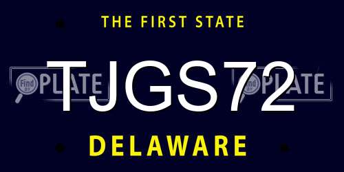 TJGS72 Delaware License Plate