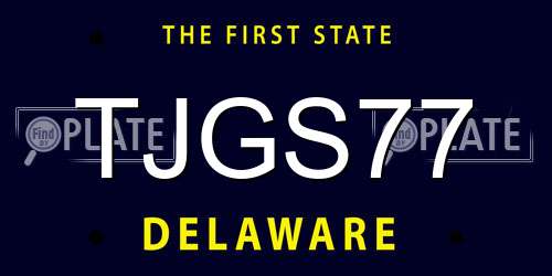 TJGS77 Delaware License Plate