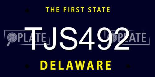 TJS492 Delaware License Plate