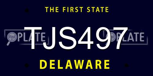 TJS497 Delaware License Plate