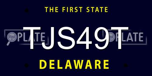TJS49T Delaware License Plate