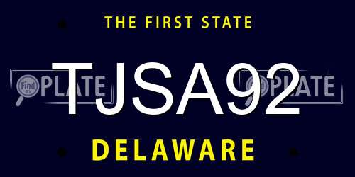 TJSA92 Delaware License Plate