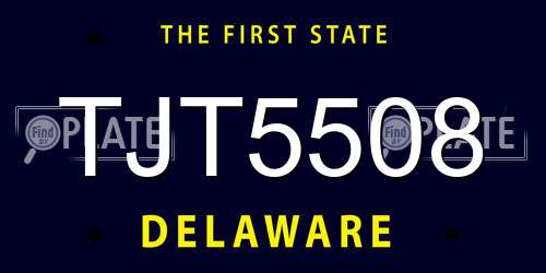 TJT5508 Delaware License Plate
