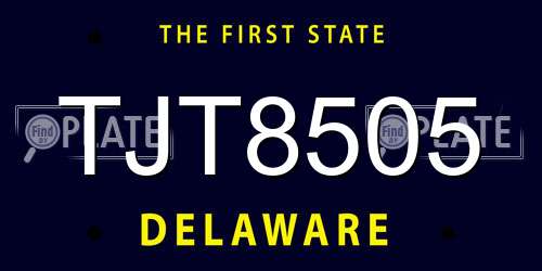 TJT8505 Delaware License Plate